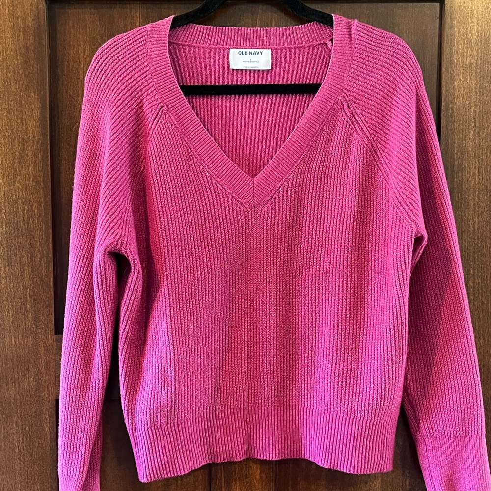 Old Navy Ribbed, fushia colored sweater